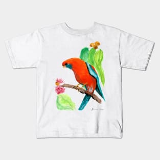 Crimson Rosella in the Gum Tree Gouache Painting Kids T-Shirt